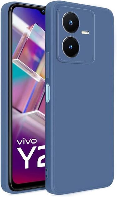 Case For Vivo Y22 / Vivo Y22S Rubber Soft Silicon Flexible Candy Case Shockproof Silicon Matte TPU Flexible Back Cover for Vivo Y22 / Vivo Y22S Flexible Rubberized Case (Blue)