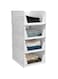 Moonmen 4Pack Folding Wardrobe Storage Box Plastic Drawer Organizer Stackable Shelf Baskets Cloth Closet Container Bin Cube Home Office Bedroom Laundry Pull Out Drawer Dividers (White)