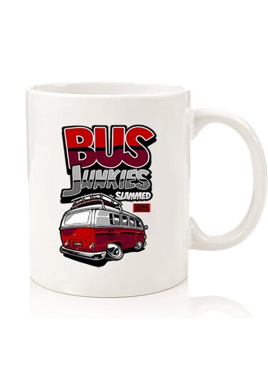 Premium Quality Two Sided Printed Coffee Mug Tea Cup For Home Office, Kids Men Women Bus junkies slammed