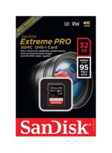 Extreme PRO SDHC Memory Card up to 95MB/s, UHS-I, Class 10, U3, V30 32.0 GB