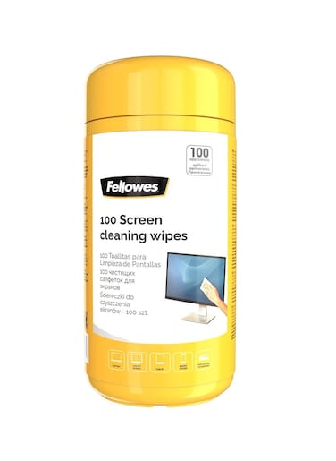 Fellowes 100 Screen Wipes Tub for Home and Office - Monitor/Laptop/iPad/Mobile Phone/Tablet Cleaning Wipes, 100 Screen Wipes - Single Pack, Wet cloths - Multi