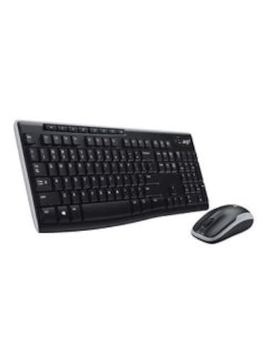 MK270 Wireless Combo Keyboard and Mouse, English Arabic Layout, Long Battery Life, 1000 DPI Resolution, Multimedia Keys, Compact Design Black