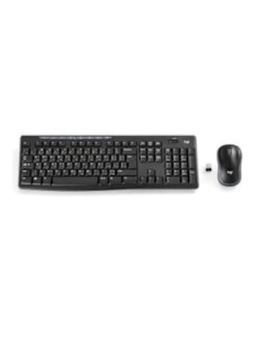 MK270 Wireless Combo Keyboard and Mouse, English Arabic Layout, Long Battery Life, 1000 DPI Resolution, Multimedia Keys, Compact Design Black
