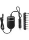 Adjustable Output Voltage 80W DC Car Charger Adapter with Power LED Monitor, 8 Interchangeable Tips for Laptop Notebook, Stabilized Output, Low Ripple Low Interference