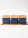 Pear 3-Piece Ceramic Jar Set with Wooden Lid &amp; Spoons - Kitchen Storage