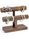 ProCase 2 Tiers Wooden Bracelet Display Organizer Tower, Natural Wood Vintage Bracelet Bangle Wrist Watch Jewelry Accessory Holder Storage Rack for Selling -Brown
