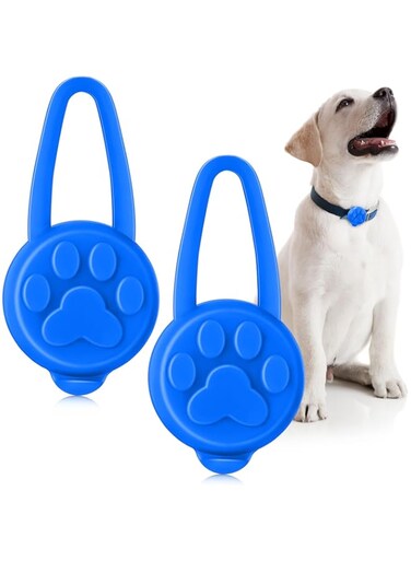 BIGTHREE Glow Dog Collar Light, 2 PCS 3 Modes Silicone LED Dog Cat Lights Clip-on for Night Dark Walking Puppy Collar Waterproof Dog Leash and Collar Safety Light Dog Collar with Battery Outdoor