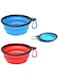 M&amp;J&amp;DELEE M&amp;J 2Pcs Folding Dog Bowl with Carabiner Outdoor Portable Foldable Silicone Dog Water Bowls for Travel Climbing (Blue+Red)