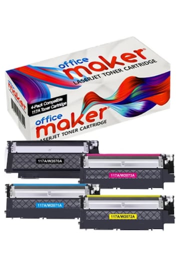 4-Pack Compatible 117A Toner Cartridge Replacement for HP 117A 117 Color Laser MFP 179fwg 178nwg 179fnw 178nw 150a 150nw 179 178 150 W2070A W2071A W2072A W2073A Ink (Black Cyan Yellow Magenta)