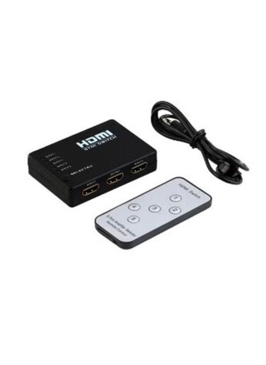 5 In 1 HD Video Support HDMI Splitter With Remote Control Black