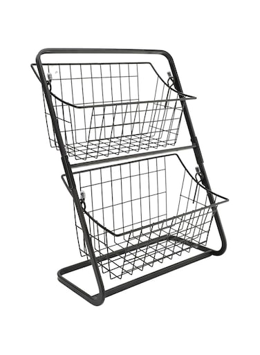 2 Tier Stackable Wire Baskets Storage Pantry,Fruit Basket for Kitchen Cabinet Metal Baskets for Organizing,Hanging Basket Stand Vegetable Snack Chips Onion Potato Cans Organization