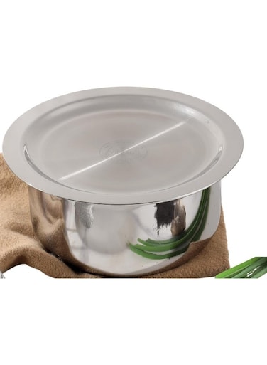 Platinum Triply Stainless Steel Tope with Stainless Steel Lid 1 Litre Capacity (14 cm Diameter) - Silver (Induction and Gas stove Friendly)