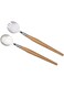 Salad Servers Set Stainless Steel Salad Forks Salad Spoon Salad Servers with Wooden Handle Serving Cutlery Salad Tongs Server Cutlery Kitchen Utensils Dishwasher Safe for Dining Room 2 Pieces 28 cm