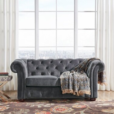 Karnak Deluxe 2 Seater Velvet Sofa - Dark Grey