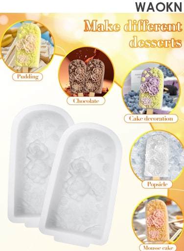 Popsicle Molds, 6-Cavity Flower Popsicle Silicone Molds for Homemade Ice Cream, Yogurt, Fruit Juice &amp; Chocolate &acirc;&euro;&ldquo; Reusable, Non-Stick, BPA-Free Silicone Ice Pop Molds &acirc;&euro;&ldquo; Easy Release, Dishwasher Safe, Fun Floral Shape for Kids &amp; Adults