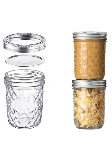 Ma son Jars with Lids and Bands, Regular Mouth Ma son Jars, Jars Ideal for Jams, Jellies, Conserves, Preserves, and Pizza Sauce(Diamond 16OZ 2PCS)