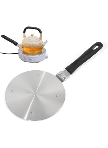 Heat Diffuser Plate Stainless Steel Heat Induction Diffuser Plate with Removal Handle for Electric Gas Stove Glass Induction (24cm)
