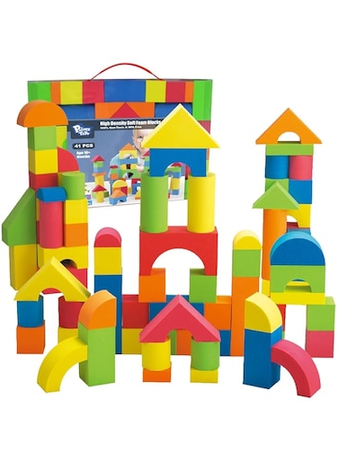 Pairez Toys Foam Building Blocks for Toddlers 2-4, 41 Pieces EVA Soft Stacking Blocks, Baby Bath Foam Toy Set, Early Learning Construction Toys &amp; Gifts for Kids, Boys &amp; Girls 18+ Months