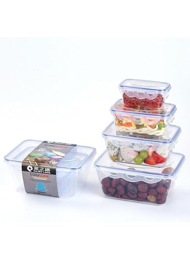 Lesole&trade; BPA-Free 4 Pcs Set Airtight Food Storage Box Vacuum Insulated Meal Prep Plastic Food Storage Containers Ideal for Dry Goods, Leftovers Transparent Home Storage Kitchen Organizer