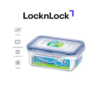 LocknLock Rectangular Food Container 350ml - Airtight, BPA-Free, Microwave, Freezer, and Dishwasher Safe