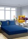 Navy Blue Cotton Queen Striped Fitted Elastic Bedsheet Sets 180x200+25cm