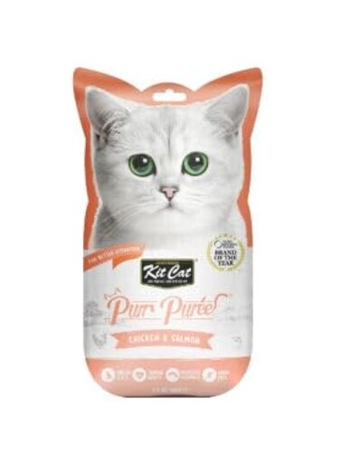 Kit Cat Purr Puree Chicken &amp; Salmon Wet Cat Treat Tubes 4X15G