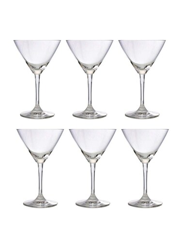 6 Piece Classic Martini Glass Set, 95ml Capacity - Clear