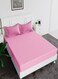 Fitted Bed Sheet +2Pcs Pillow Covers, King/Queen/Double/Single Sizes, Color Pink