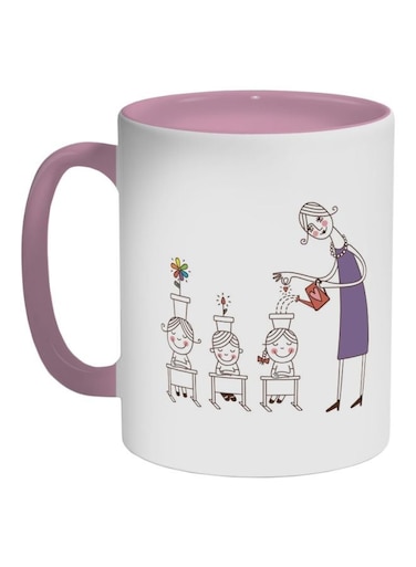 Plant The Seeds Of Love In Children Printed Coffee Mug Pink/White/Purple 325ml