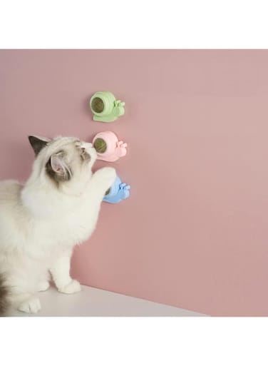 Khazna Catnip Ball,Cat Toys Catnip, Rotatable Edible Kitty Toys for Cats Lick, Natural Healthy Kitten Chew Toys, Teeth Cleaning Dental Cat Toy, Cat Wall Treats