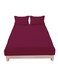 Smart Fitted Bed Sheet Striped Cotton Bedsheet with Pillow Cover Maroon