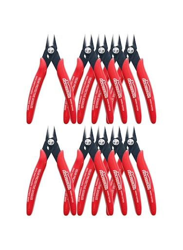 HOUSERAN 170 Wire Cutters, 10 PACK, 5 Inch Micro Flush Cutter, Small Wire Cutters Spring Loaded Cutting Pliers, Side Cutters, Diagoanl Cutters for Jewelry Making, Models, Zip Ties Plastic Wire Snips