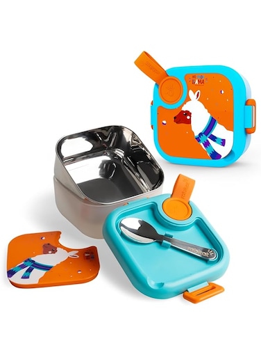 rabitat Lunchmate Mini Stainless Steel Lunch Box with Spoon   Airtight   Leakproof Snack Box/Tiffin Box for Kids/Toddlers/Infants to School/Picnic - 500 ML