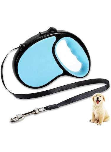 Retractable Dog Lead 5M/16FT 360&deg;Tangle-Free Dog Lead with Anti-Slip Handle One-Button Brake&amp;Lock for Small Medium Dogs (Blue)