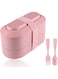 KASTWAVE Bento Box Lunch Box, 2-In-1 Stackable Lunch Containers with Utensils and Nylon Sealing Strap, BPA-Free for Kids/Adults for Men/Women Microwave, Dishwasher &amp; Freezer Safe