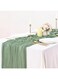CLENEA 3m Cheesecloth Table Runner, Sage Green Wedding Table Runner, 90x300 cm Boho Gauze Table Runner, Rustic Sheer Table Decor for Romantic Bridal Shower, Baby Shower, Birthday Party