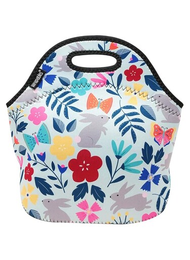 Wrapables&reg; Insulated Neoprene Lunch Bag, Floral Rabbits