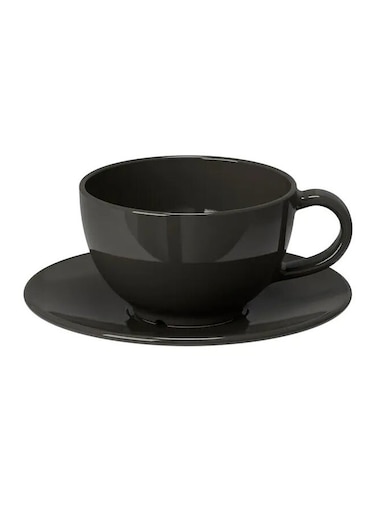 Teacup With Saucer Dark Grey