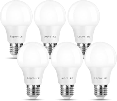 Lepro E27 Screw Bulbs 60W Equivalent, Warm White 2700K E27 LED Bulb, 8.5W 806lm Edison Screw ES LED Light Bulb, Energy Saving E27 Bulbs for Lamp, Non-dimmable, Pack of 6
