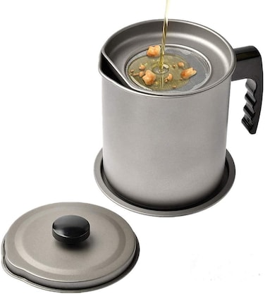 Stainless Steel Oil Strainer Pot Grease Storage Can Container