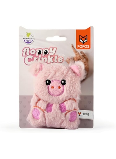 BarkButler FOFOS Pig Floppy Crinkle Cat Toy