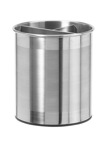 Oggi Jumbo Stainless Steel Rotating Utensil Holder with Removable Divider - Stylish kitchen cooking utensil organizer. Height 7.5".
