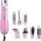7-in-1 Hair Styler Kit for Women   Hot Air Brush, Curling Iron, Straightener, Volumizer &amp; Comb Attachments   Multifunctional Blow Dryer Brush Set for All Hair Types &ndash; Pink
