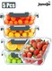 5 Pcs 1040ml(35oz) Glass Meal Prep Containers with Lids, Food Storage Containers with Snap Locking Lids, Airtight Lunch Containers, Microwave, Oven, Freezer and Dishwasher