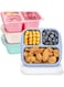 LENND Snack Boxes (4 Pack) - Stackable Bento Boxes with 3 Compartments, Meal Prep Containers Reusable, Lightweight Lunch Containers for Kids and Adults, BPA Free