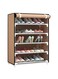 5 Tiers Shoes Rack with Dustproof Cover Adjustable Tall Shoe Storage Hold 15 Pairs of Shoes Cabinet Closet Shoe Organizer Shelf Doorway Corridor 30x60x90cm, Brown