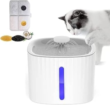 HOCC Cat Water Fountain, 101oz/3L Automatic Pet Water Fountain With 3 Flow Modes and 2 filter elements, Pet Water Fountain With Led Light And Filter For Cats, Dogs And Multiple Pets