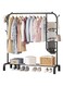 Freestanding Metal Clothes Rail and Storage Shelf, Heavy-Duty Coat Rack and Shoe Bench