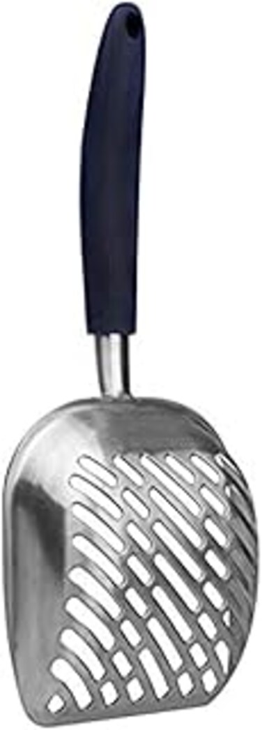 SKEIDO Cat litter scoop,sifter with deep shovel,durable aluminum metal cat shovel with comfortable rubber long handle for pet