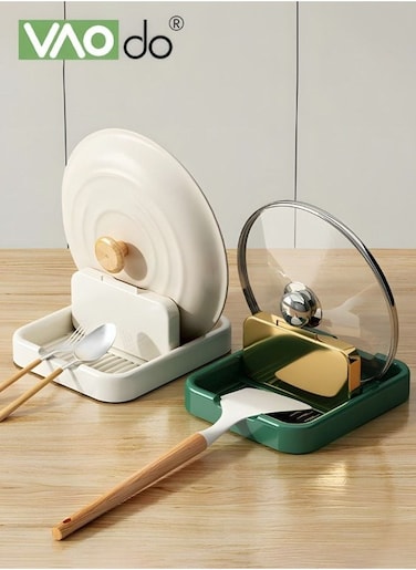 2 Pieces Kitchen Utensil RestHeat-Resistant Countertop Cooking Tools Holder for Pot Lid SpoonsTongs